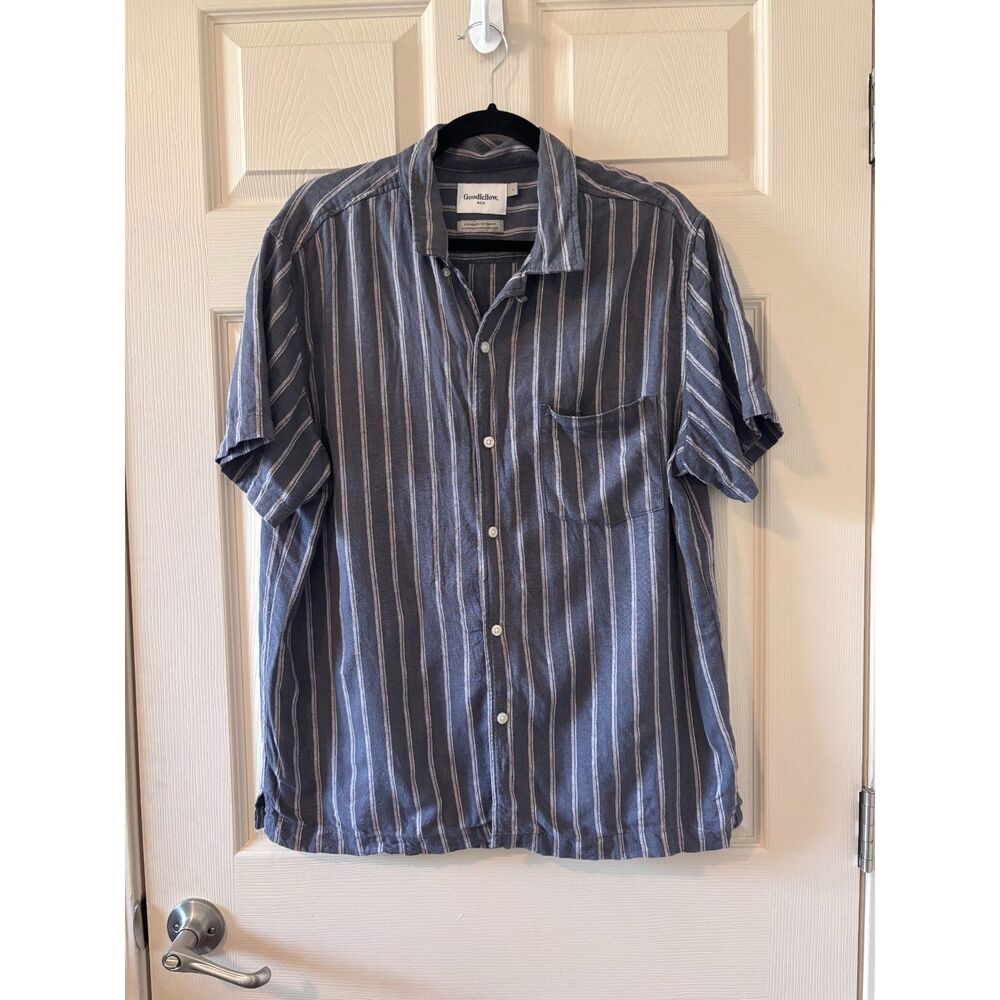 Goodfellow & Co Blue Striped Button Up Shirt Men’s Size L